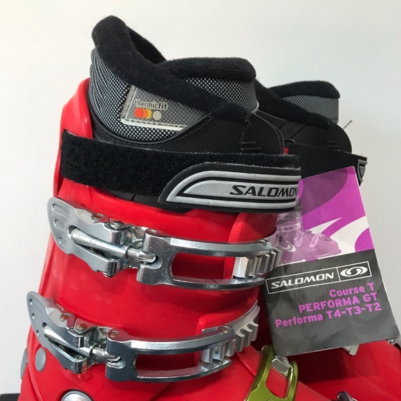 NWT Salomon Course T Snow Ski Boots Flex 41 8 Mens 8 Womens 9 Red 13.5" - Picture 8 of 16